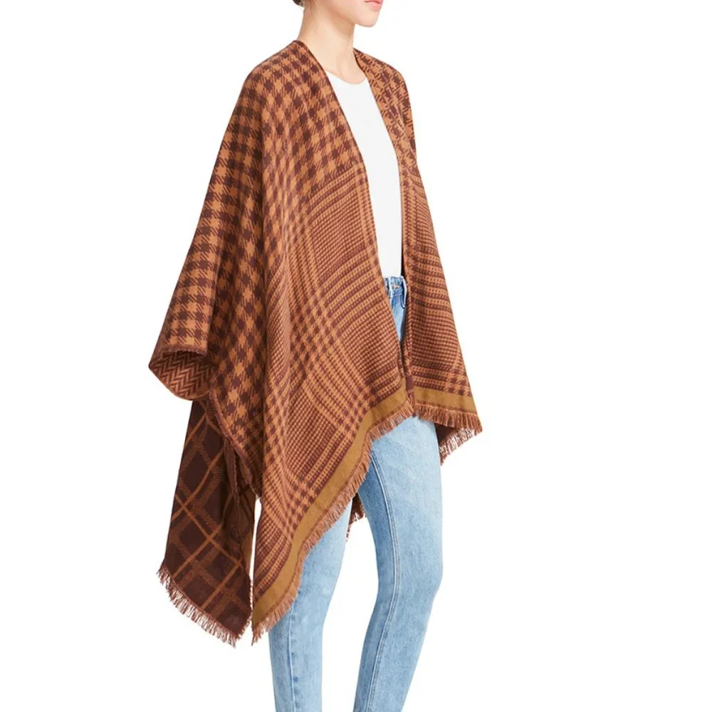 Steve Madden Multi-Plaid Ruana - Picture 2 of 3
